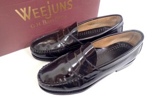 美品◆バス Weejuns LOGAN レザー コインローファー 7.5 黒