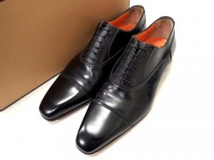 0707_サントーニ(Santoni) キャップトゥレザーシューズ