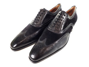 0427_サントーニ(Santoni) スエード切替 ウィングチップレザーシューズ